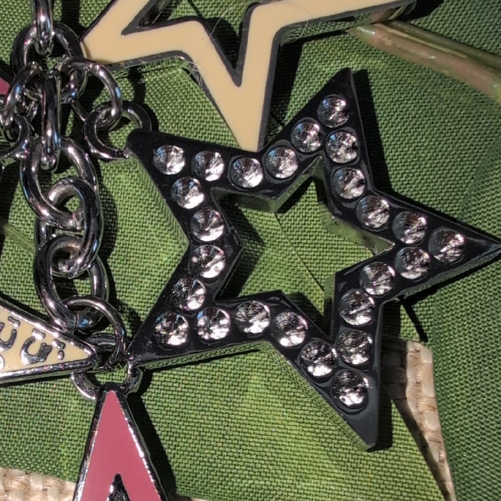Coach Burgundy, Cream and Silver Star Keychain - NWOT - Picture 5 of 9